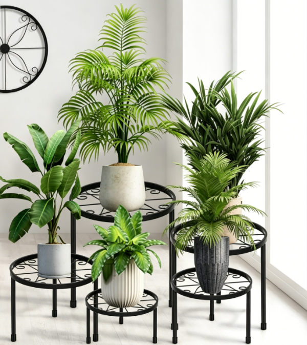 Rust proof wrought iron floor standing multi tiered flower pot holder
